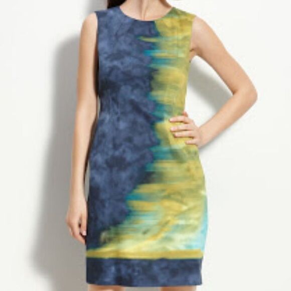 Elie Tahari Dresses & Skirts - Elie Tahari Blue Multi Color Stretch Dress 6